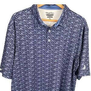 Straight Down Performance Mens XL Navy Blue Motorcycle Bicycle Print Golf Polo